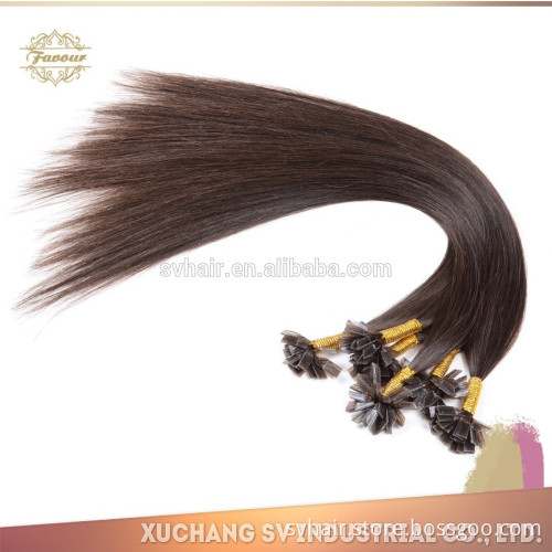 high quality human hair U,I,V,Flat tip Russian virgin remy hair fusion prebonded flat tip hair extensions